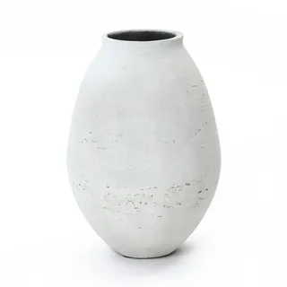 Hometopia Vase Rund Weiß 32,5 cm – Moderne Blumenvase im Japandi-Stil, Handgefertigte Bodenvase für Pampasgras & Trockenblumen, Minimalistische Betonvase für Wohnzimmer & Büro