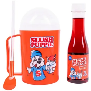 Fizz creations Slush Maker SLUSH PUPPiE Slushie Maker Eis Becher Starter Set mit ZERO Erdbeere
