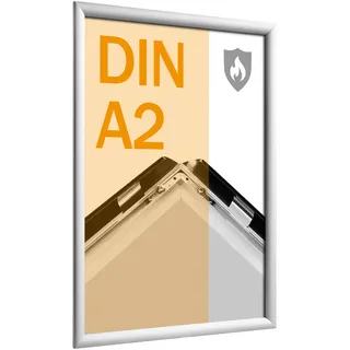 Brandschutzrahmen A2 mit PET Deckelblatt  | silber, Aluminium