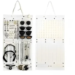 Schmuck-Organizer zum Aufhängen, Aufbewahrungsrolle, Schmuck-Organizer zum Aufhängen, Aufbewahrungsrolle für Ohrringe, Halsketten, Ringe an Schrank, Wand