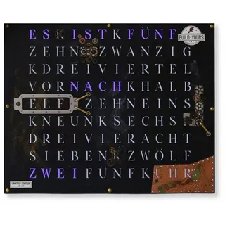 build-yours.de Wanduhr Wortuhr Jupiter in Deutsch - LED Wanduhr zum Aufhängen & Hinstellen (Elegante WordClock aus Stuttgart) schwarz