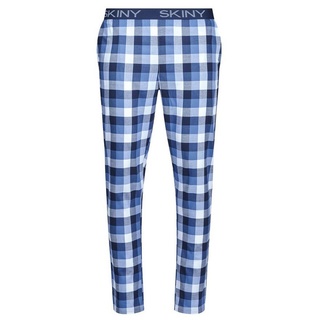 Skiny Pyjamahose Skiny Herren Pyjama Hose kariert (1-tlg) Modisches Design Baumwolle blau XXL
