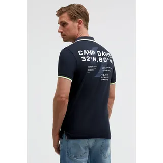 Poloshirt CAMP DAVID, Herren, Gr. M, blau, Piqué, Material: 100% Baumwolle, bedruckt, regular fit normal, hoch geschlossener Ausschnitt, eingesetzt Bündchen, Shirts, aus Baumwolle