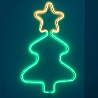 LED Wandleuchte Weihnachtsbaum mit Timer Neon Licht Schild Wanddeko Weihnachten