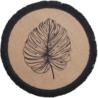 Mogador Tischset, Durchmesser 38 cm, Schwarz, Jute bedruckt