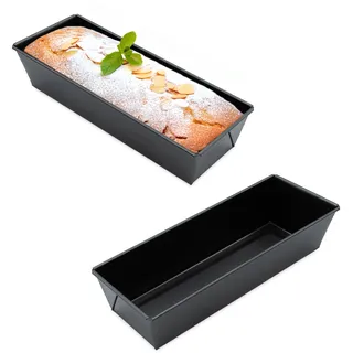 Kasten Kuchenform rechteckig 31 cm dunkelgrau PFOA-frei - 2er Set - Königskuchen Backform mit Antihaft-Beschichtung - Backzubehör Brotbackform Form zum Backen 230° hitzebeständig auslaufsicher