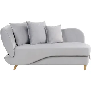 Beliani Chaiselongue Samtstoff grau linksseitig mit Stauraum Kissen modern Meri II
