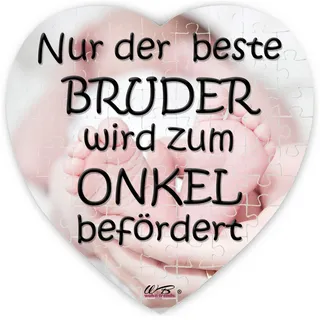 WB wohn trends Puzzle-Botschaft Herz, Nur der Beste Bruder Wird zum Onkel befördert - Babyfüße, 75 Teile 19x19cm inkl. Geschenk-Beutel