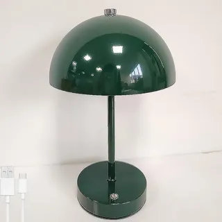 LOGT LED Pilz Tischlampe Akku Kabellos, Pilzlampe Touch Dimmbar Nachtlicht USB Aufladbar Batteriebetriebe Flowerpot Lamp Deko 3 Helligkeitsmodi Tischleuchte für Leselampe Nachttischlampe,Grün