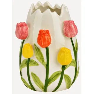 Seyila Home Tischvase Porzellan Tulpenvase mit 3D-Dekor, Bunte Blumenvase, Tulpen Dekor bunt