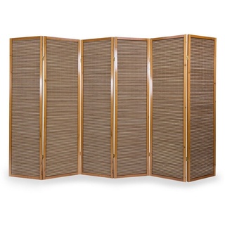 Homestyle4u Paravent 6fach Holz Raumteiler Bambus braun braun