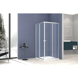 WELLTIME Trento Eckdusche mit Schiebetür 90 x 180 cm grau Einscheibensicherheitsglas