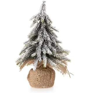 1 x Künstlicher Kleiner Tannenbaum mit Kunstschnee verziert - H 20 cm | Weihnachtsdeko Tannenbaum - künstlicher Weihnachtsbaum- Christbaum künstlich klein