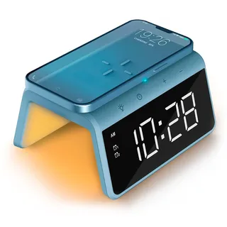 Caliber Digitaler Wecker mit Licht, dimmbarem Display, Doppelalarm & Quick Charge Ladestation, Für Kinder & Tiefschläfer, lauter Alarm, Digitale Uhr