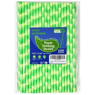 LuxusKollektion Trinkhalme Papierstrohhalme Grün Bambus 19,7cm 100Stk