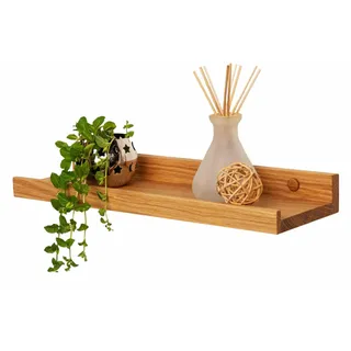 Heimatspäne Bilderleiste Holz 40cm – Echtes Eichenholz, freischwebendes Regalbrett inkl. Schraubenabdeckung aus Echtholz – handgemachtes Wandregal, Holzregal Eiche massiv