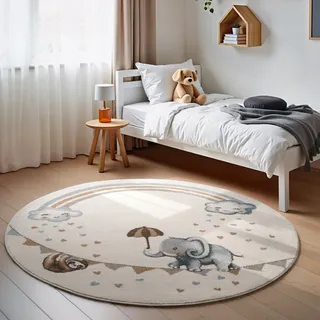 Villeroy & Boch Walk like an Elephant Rainbow Teppich Kinderteppich Ø 160 cm Weiß/Mulitfarben