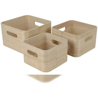 KSD 3 Aufbewahrungsboxen 9-11cm Holz Aufbewahrungskisten Ordnungsboxen Regalboxen Holzboxen Boxen Kisten Aufbewahrung Ordnung Natur Braun