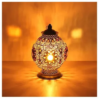 GLOBO LIGHTING LED Tischleuchte, Leuchtmittel nicht inklusive, Tischlampe orientalische Deko Tischleuchte Nachttischlampe Kristalle silberfarben
