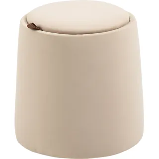 HOMCOM Ottomane runder Sitzhocker mit Stauraum in Beige Samtoptik abnehmbarer Deckel Ø44cm x 47,5cm als Beistelltisch   Aosom.de