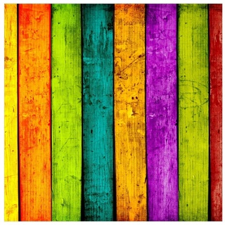 Wallario Memoboard »Buntes Holz - bunte Streifen mit Farbe und Holzstruktur« gelb