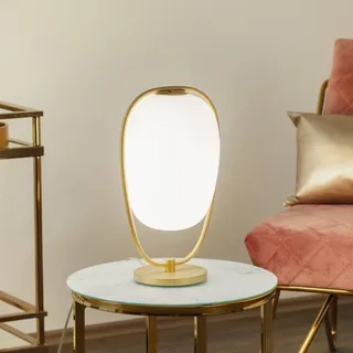 kdln Tischlampe Lannà, weiß/gold, Höhe 40 cm, Glas