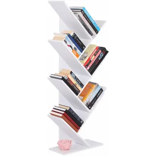 nabbi Bücherregal - weiß und SCHMAL, 6 Etagen, Bücher Regal, Standregal für Wohnzimmer, Büro und kleine Räume - Skandinavisches modernes Design, Bookshelf, Buchregal, Regal Wohnzimmer BAKI TYP 2