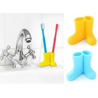 2pcs Regenstiefel Zahnbürstenhalter Silikon Zahnbürstenhalter Netter Organizer für Ihr Badezimmer Perfekter Zahnbürstenhalter für Kinder, Sicherh