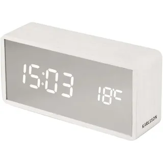 Karlsson [DL] Alarm Clock Silver Mirror LED White Wood Veneer