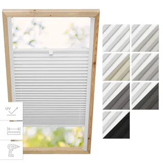 Estika Dachfenster-Plissee mit Bohren – Verdunkelung & Thermo, für Fakro-Fenster Modell 114/118, Stofffarbe Weiß-Weiß – Dachfensterrollo, Innenrollo, Fensterplissee