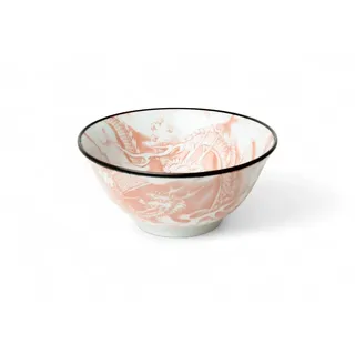 Japan-Bowls ASIATICA | Ramen Bowl Porzellan-Schalen 15 cm | Hochwertige asiatische Schüssel für Reis, Nudeln, Tapas, Udon, Müsli - Suppen-Schale mit japan Designs (Drachengott - Roter Morgen)