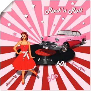 Artland Wandbild Rock'n Roll die 50er Jahre, Auto (1 St), als Alubild, Outdoorbild, Leinwandbild, Poster, Wandaufkleber rosa 30 cm x 30 cm
