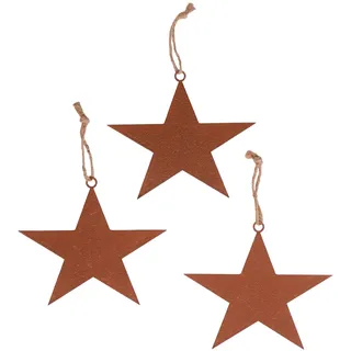 UNUS Gartenfigur Weihnachten Stern, 3X Weihnachtsstern, 19,5x15,5cm | zum Aufhängen im Garten, Gartendeko Rostoptik, Rost Deko wetterfest für Garten, Terrasse, Balkon oder Zuhause