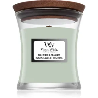 Woodwick Sagewood & Seagrass Duftkerze mit Holzdocht 85 g