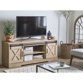 TV-Möbel heller Holzfarbton 2 Schiebetüren 150 x 40 x 60 cm ULAN