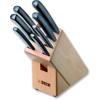 F. DICK Holzmesserblock ProDynamic 7-teilig (Messerblock aus Holz, Set inkl. Küchenmesser, Schälmesser, Allzweckmesser, Brotmesser) 88030000, 34 cm