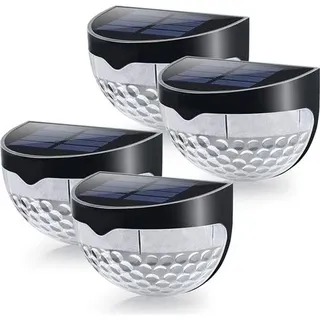 4er-set Led-solar-zaunpfostenleuchten, Halbkreisförmiges Design, Dekorative Wandmontage Für Terrasse, Inklusive Befestigungsschrauben, Schwarz