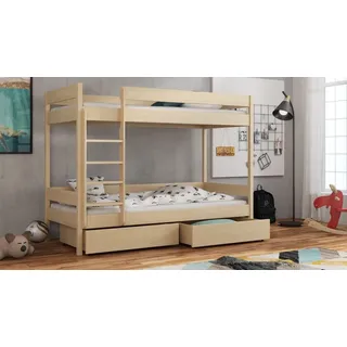 Etagenbett für Kinder mit Donald-Matratze, 190 cm Kiefer - Braun