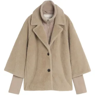 Tom Tailor Damen Cosy Cape Jacke im 2-in-1-Look, grau, Uni, Gr. XS