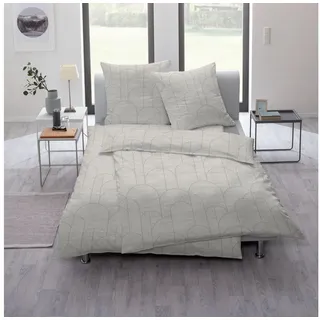 Estella Bettwäsche Estella Mako-Satin Bettwäsche 135x200 Archie ecrue beige Bögen 7915-22, Mako-Satin, 2 teilig, für Sommer und Winter beige