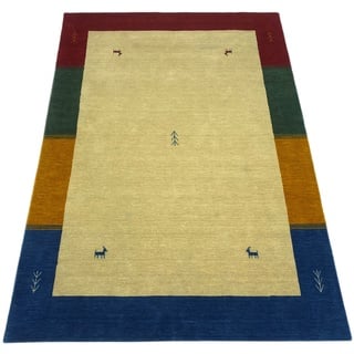 WAWA TEPPICH Handgefertigter orientalischer Gabbeh Teppich aus 100% Wolle Loom Handgewebte Beige 140X200 cm