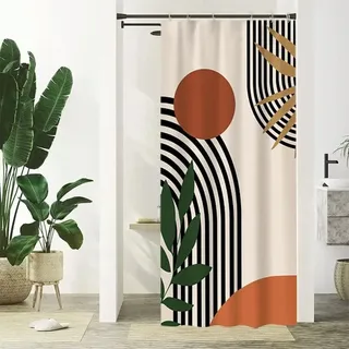 Schmaler Duschvorhang (90 X 180 Cm), Terrakotta, Schimmelresistent, Abstraktes Orange, Kleiner Badewannenvorhang, Waschbarer, Wasserdichter Stoff
