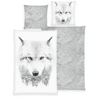 Young Collection Wendebettwäsche Wolf Baumwoll Flanell Einzelbett, 2tlg.