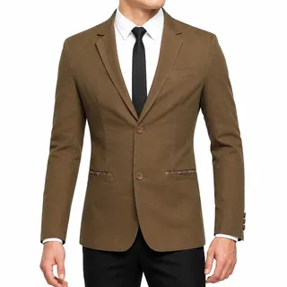 Allthemen Herren Sakko Baumwolle Blazer Slim Fit Sportlich Jackett Casual | Freizeit, Jacke Vintage, Sportsakko Einfarbig, Herbst Frühling, Klassisch, 2 Knopf, Einreihiger, Used Look - M