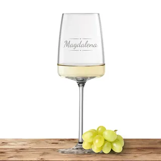 Zwiesel Glas Weißweinglas 363ml mit Namen oder Wunschtext graviert - Vivid Senses - personalisiertes Weinglas als Geschenk für Frauen und Männer - Motiv (Verzierung 03)