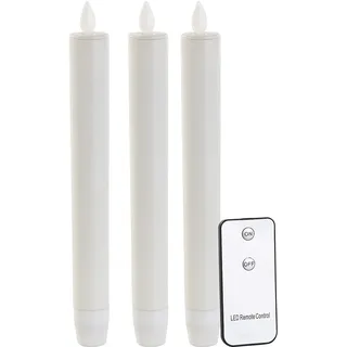 LED-Stabkerze mit beweglicher Flamme und Fernbedienung, weiß, 3er-Set