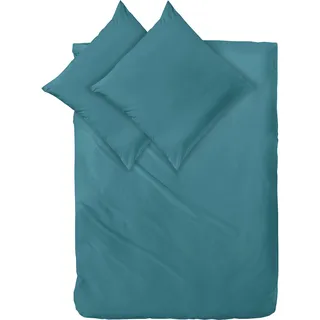 Decoper ® Mako-Satin Bettwäsche aus 100% Baumwolle | Atmungsaktiv & kuschelig weich | Farbe Smaragd Türkis | 3 teilig - 200 x 200 cm + (2X) 80 x 80 cm