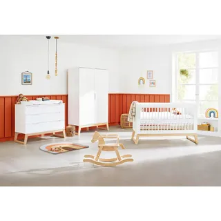 Pinolino Babyzimmer Pinolino Bridge, Weiß, Esche, Holz, Holzwerkstoff, Esche, massiv, 5 Fächer, 3 Schublade(n) Schubladen, in verschiedenen Größen erhältlich,Schlupfsprossen, Lattenrost inklusive, Aufbauanleitung im Karton, Sprossen mit Normabstand, höhenverstellbar, zum Juniorbett umbaubar, Babymöbel, Babyzimmer-Sets
