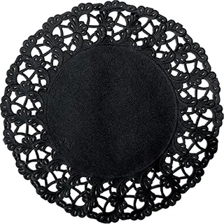 Duni 240 Stück Tortenspitzen Ø 30 cm rund Tortenpapier Plattenpapier Spitzendeckchen Schwarz Teller Untersetzer Unterlage
