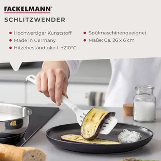 Fackelmann Schlitzwender Blanca, Pfannenwender für beschichtete Pfannen und Töpfe, hitzebeständig bis 270 °C, 26 cm,  Germany